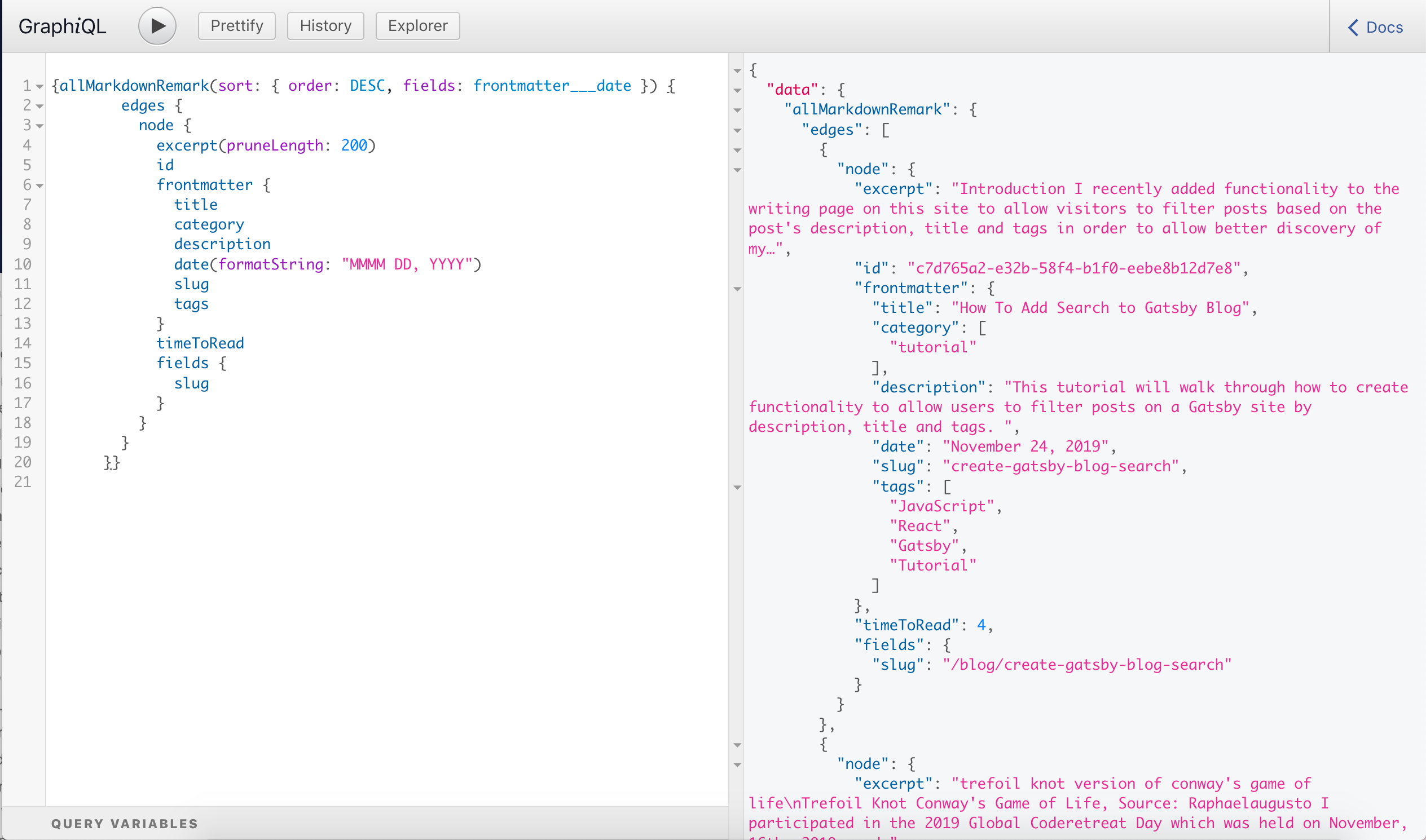 output data